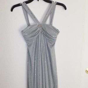 Polyester knit dress with brooch (#EV848)